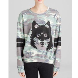 Wildfox Camo Wolf Sweater - Size Small